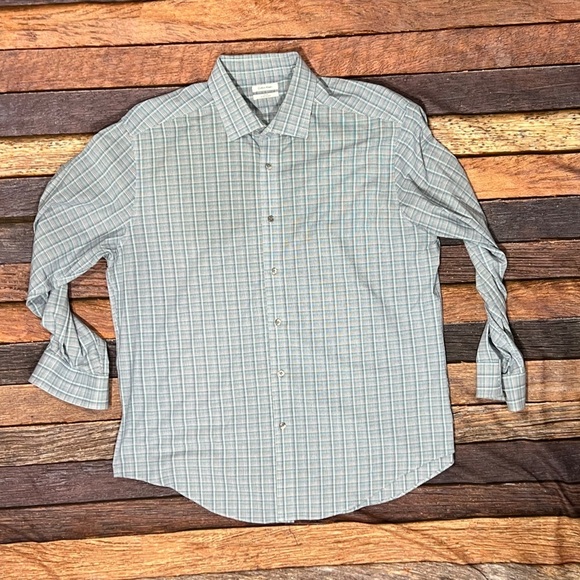 Calvin Klein Slim Fit 4 Way Stretch Mens Button Down Long Sleeve Shirt - Picture 1 of 6